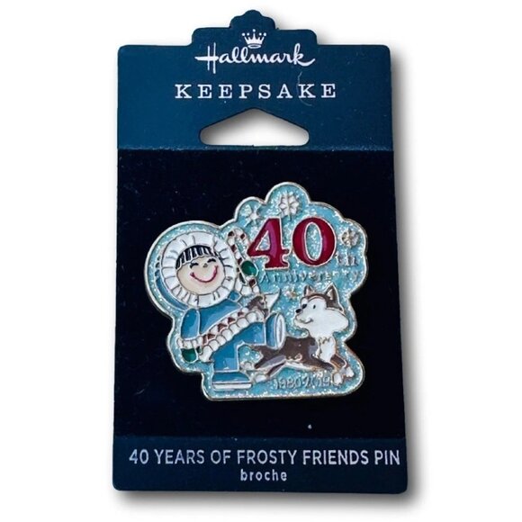 New! Frosty Friends Hallmark Keepsake 40 Years Anniversary Cloisonné Lapel Pin - Picture 2 of 2